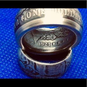 1921 Morgan Silver Dollar Coin Ring